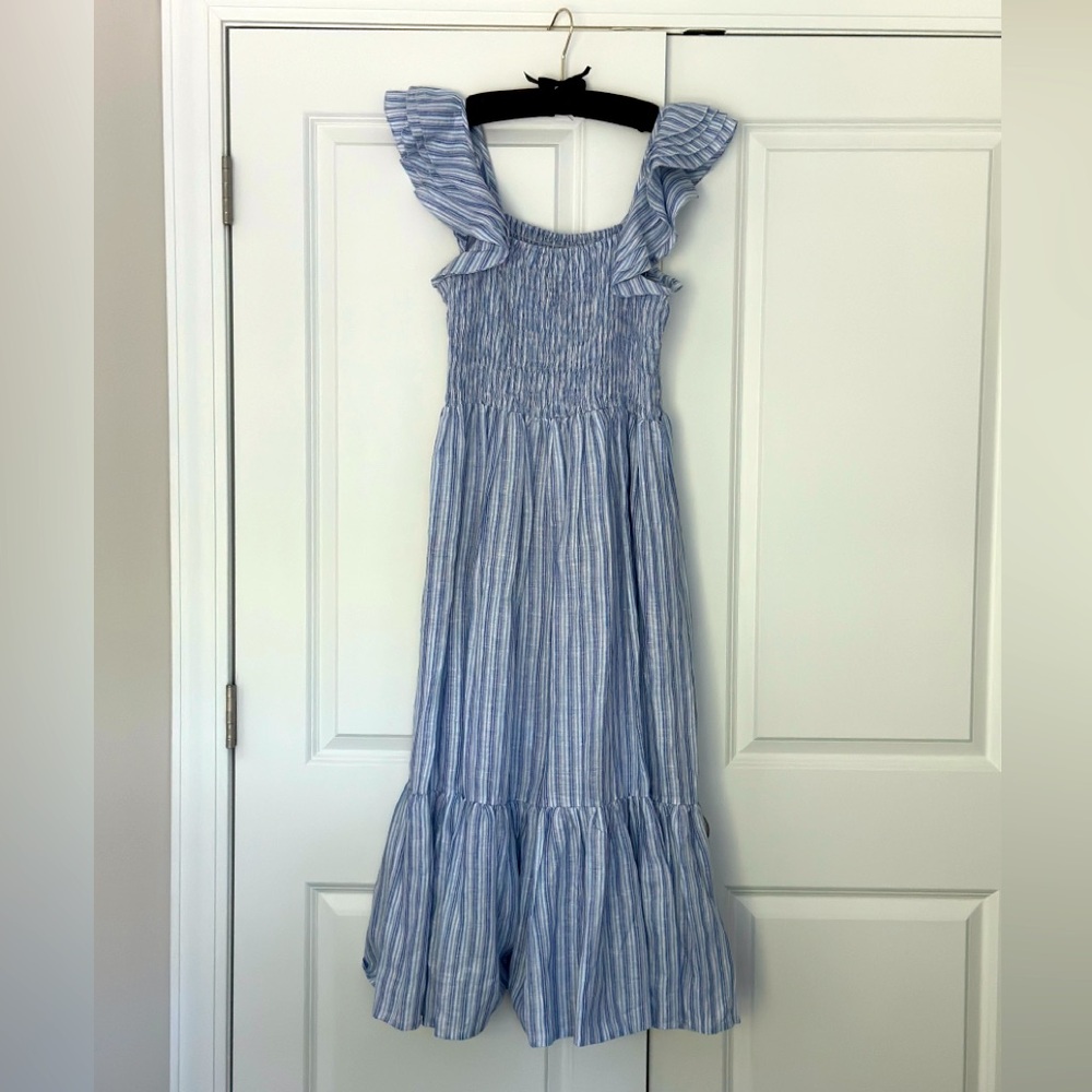 Mille Olympia Smock Linen Midi Dress